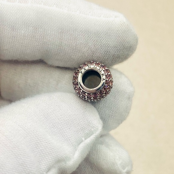 EUC Pandora 791051PCZ Sterling Silver Pave Lights Charm W/ Salmon Zirconia - Picture 6 of 8